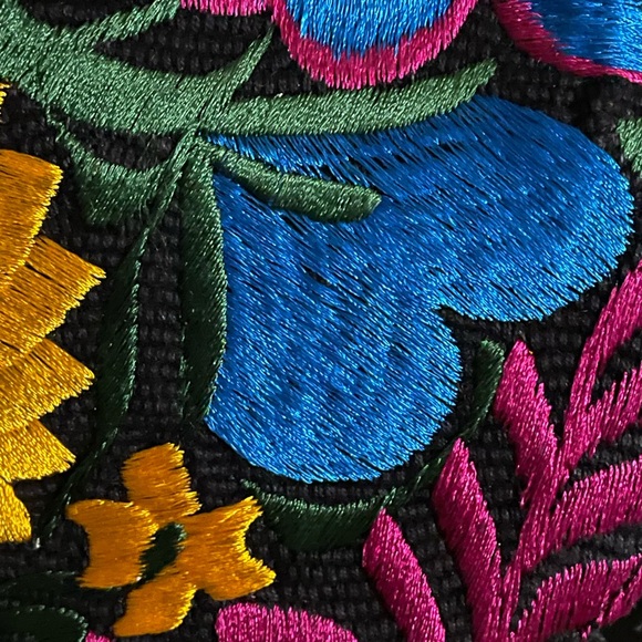 Vegan Backpack, Black backpack, Embroidered Backpack, Floral Backpack, Vegan - Picture 5 of 13